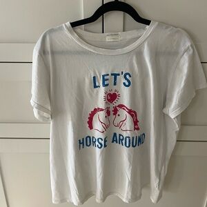 MOTHER White Tee with Blue Graphic. Let’s horse around! 🐴 ❤️
